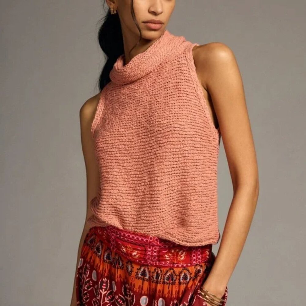 Anthropologie Pink Textured Sleeveless Top